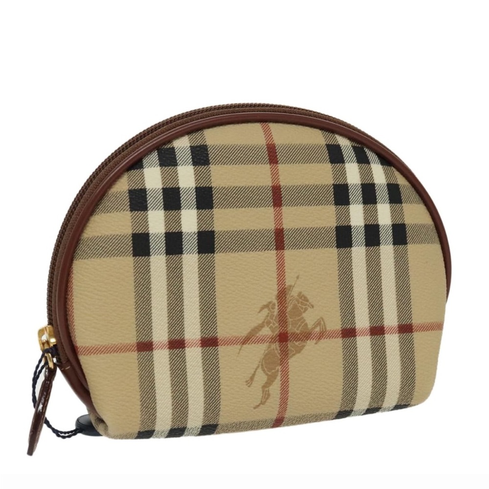 Burberry Nova Check Beige Gold PVC Pouch Made in Italy